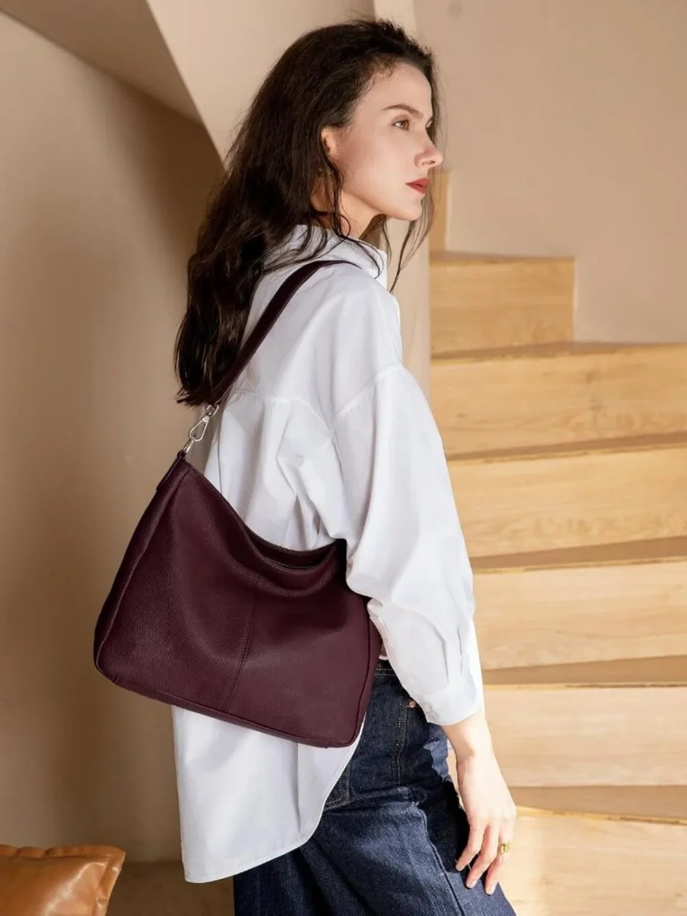 Soft Genuine Leather Hobo Bag for Women | Versatile Crossbody & Shoulder Purse